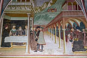 Castiglione Olona - Battistero della Collegiata. Il ciclo di affreschi della cappella di San Giovanni Battista (Masolino s Panicale 1435 circa). Il banchetto di Erode, Salome consegna la testa del Battista a Eodiade e sepoltura del Battista.